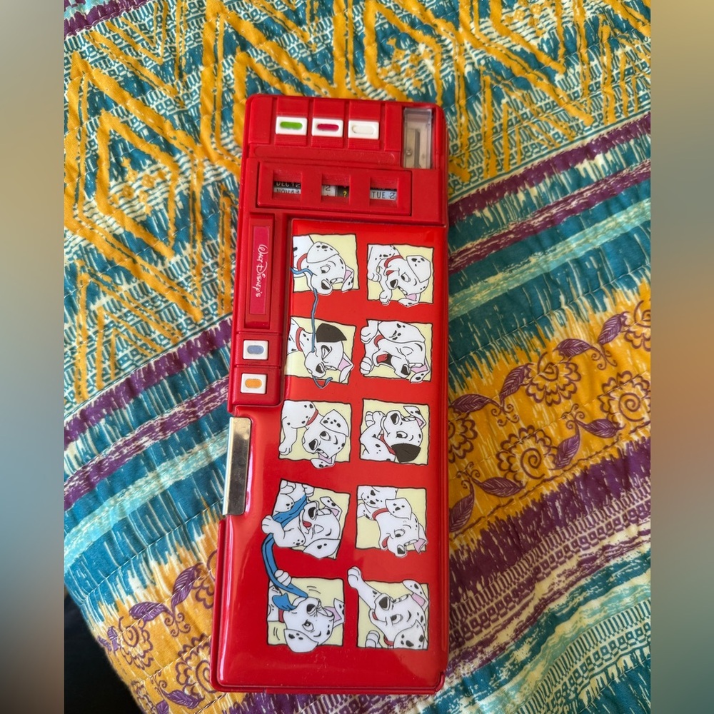 Vintage Walt Disney 101 Dalmatians Pencil Case Buttons & Compartments
